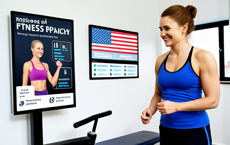 **Prompt:** A determined athlete, mid-exercise, using a modern fitness tracker to monitor their progress during rehabilitation. They are in a bright, well-equipped physiotherapy clinic with a smiling physiotherapist guiding them. Focus on the athlete's focused expression and the high-tech equipment. Background includes posters with motivational slogans in Polish.