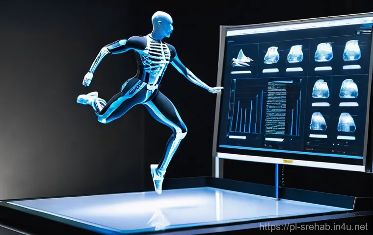 스포츠재활 전문가가 주목해야 할 연구 논문 - **Prompt 2: Immersive VR/AR Sports Therapy**
    A dynamic image featuring a young male athlete, ear...