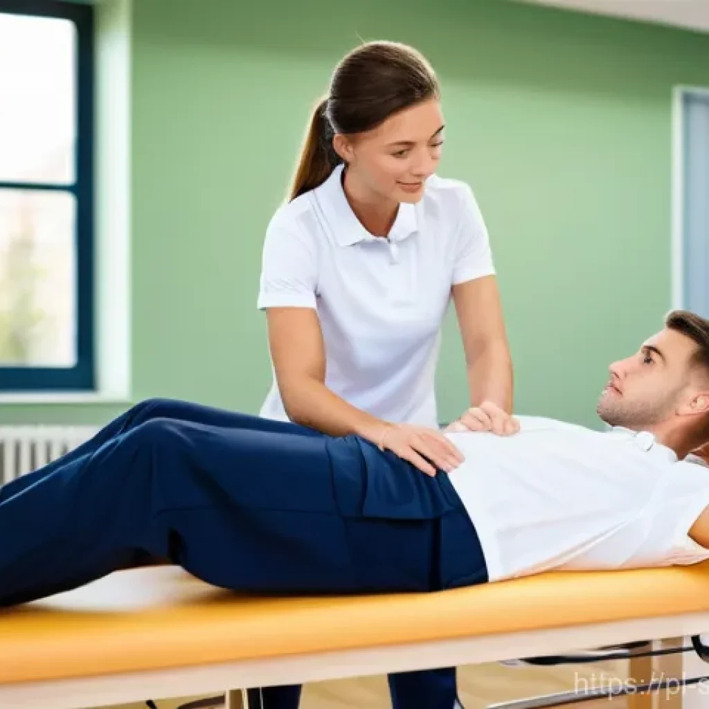 스포츠재활 분야에서 경력 쌓기 - **Prompt 1: Focused Rehabilitation Session**
    "A mid-30s female physiotherapist with a kind and f...