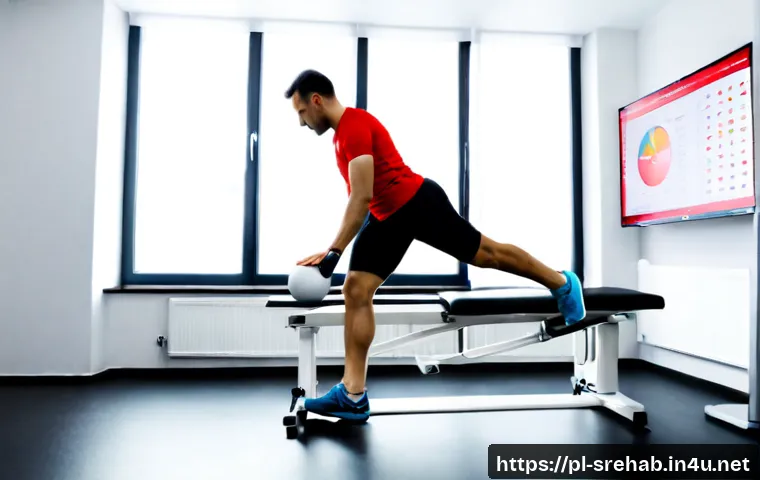 스포츠재활 치료 사례 분석 보고서 - Photorealistic sports rehabilitation case analysis scene in a modern Polish physiotherapy clinic, at...